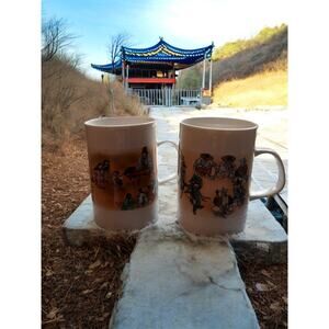 "Wonderful Korea" Coffee Tea Ceramic Mugs Cups Set of Two Souvenirs